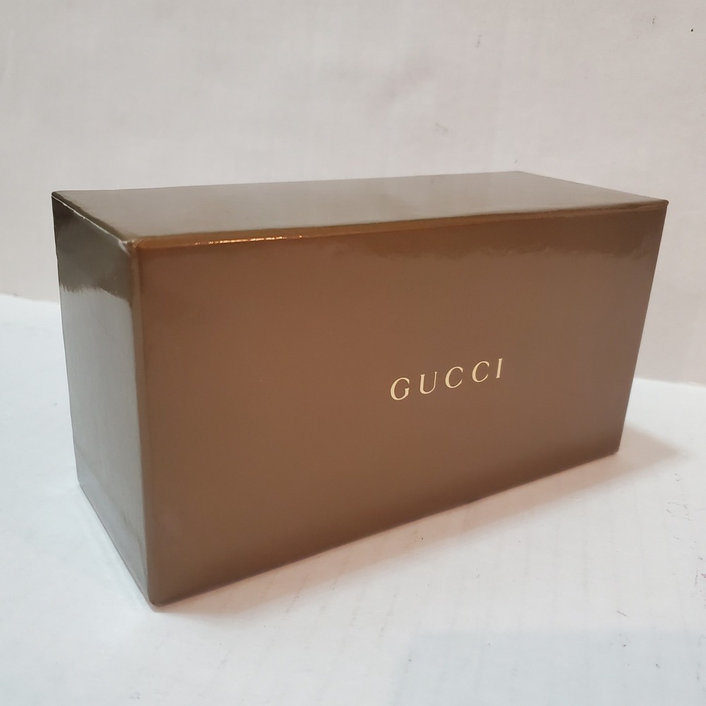 Gucci Brown Glossy Eyewear Sunglasses Storage Box GG Monogram Interior - Picture 3 of 10